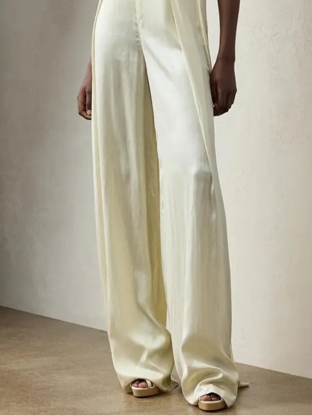 Ralph Lauren Chartreuse Kenzie Ivory Wide-Leg Palazzo Pants